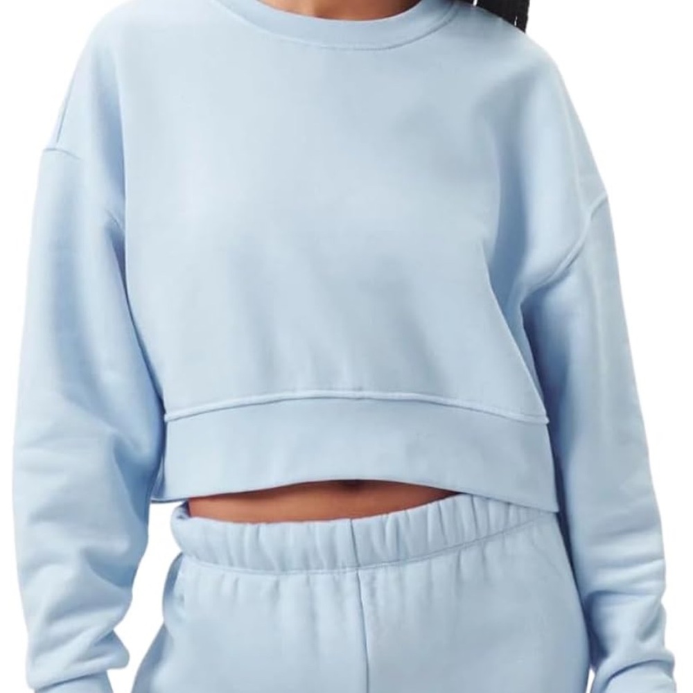 Sky Blue Women's Cropped Sweatshirt